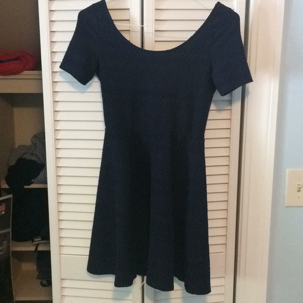 Navy short sleeve skater dress
